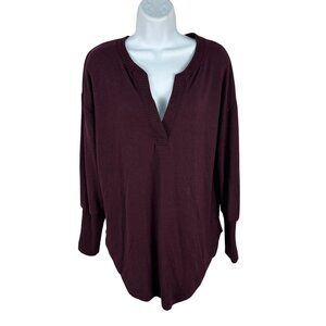 Loft Womens Burgundy V-Neck Sweater Size S - Polyester Rayon & Spandex Blend